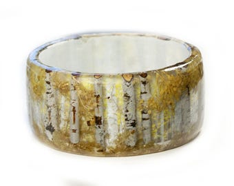 Birch Forest  Bracelet -Winter Jewelry-  Flower Jewelry - resin jewelry-   Jewelry- Christmas Gifts-  Forest Jewelry- Fairy Autumn