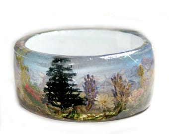 Mountain Meadow Jewelry- Nature Bracelet -Jewelry with Real Flowers- Dried Flowers- Mountains- Flower Jewelry - Resin Jewelry