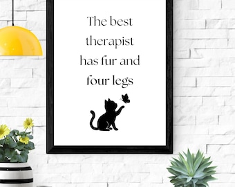 Cat Quote Printable Wall Art – Therapist Four Legs (Digital Download)