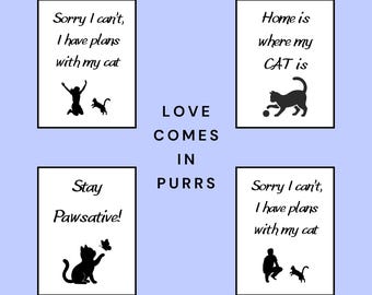 Funny Cat Quote Bundle Printable Wall Art Cat Lover Gift Home Decor Quotes
