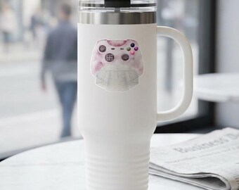 Gamer Braut Reisebecher: 40 Unzen Hochzeitsbecher mit Griff & Strohhalm