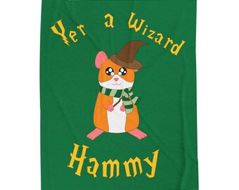 Wizard Hamster Velveteen Plush Blanket | Whimsical Illustration