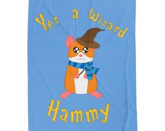 Hammy the Wizard Hamster Plush Blanket | Velveteen Magic Pet Design