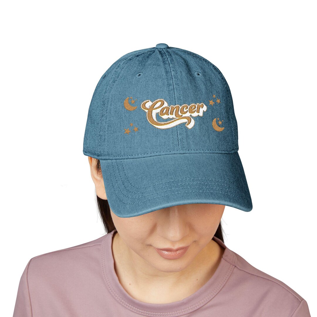 Star Sign Cap Cancer Zodiac Embroidered Denim Cap: Astrology Star Sign Hat - Etsy