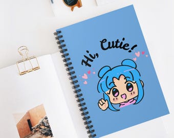 Anime Girl Spiral Notebook, Kawaii Journal, Gift for Students