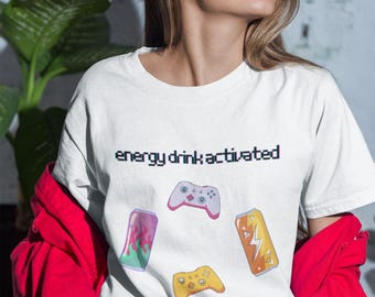 Gamer T-Shirt: Energy Drink Design, Unisex Cotton Tee