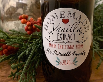 Homemade Vanilla Labels- Set of 20 Personalized Vanilla Gift Stickers - Water & Oil Resistant Label Design V1