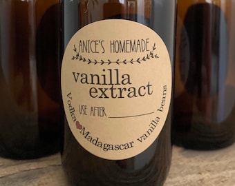 Personalized Homemade Vanilla Extract Bottle Labels - Set of 20
