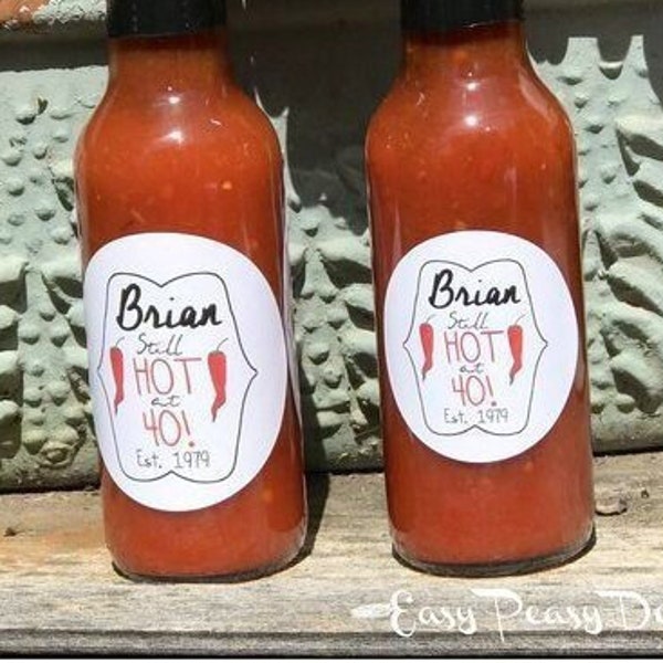 Hot Sauce Labels, Set of 20, Still Hot at 40! Personalized Hot Sauce Bottle Favors.
