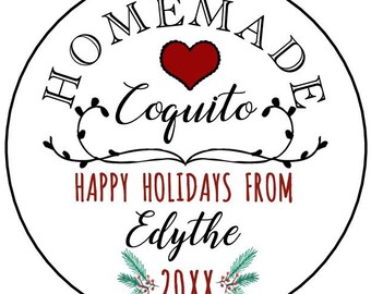 Coquito Labels •  (Holiday) • Personalized STICKERS • Holiday Gifts • Homemade Coquito Gifts • Easy Peasy Label Design