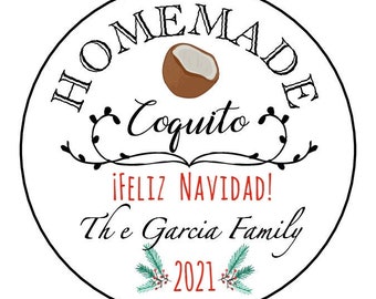 Coquito Labels (Holiday) • Qty 20 • Personalized • Homemade Coquito • Holiday Gifts • Easy Peasy Label Design