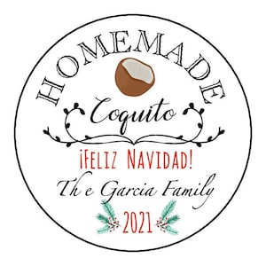 Coquito Labels (Holiday) • Qty 20 • Personalized • Homemade Coquito • Holiday Gifts • Easy Peasy Label Design