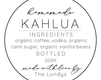 NEW! Kahlua Labels • Modern • QTY 24 • Personalized  • Holiday Gifts • Homemade Spirits Labels