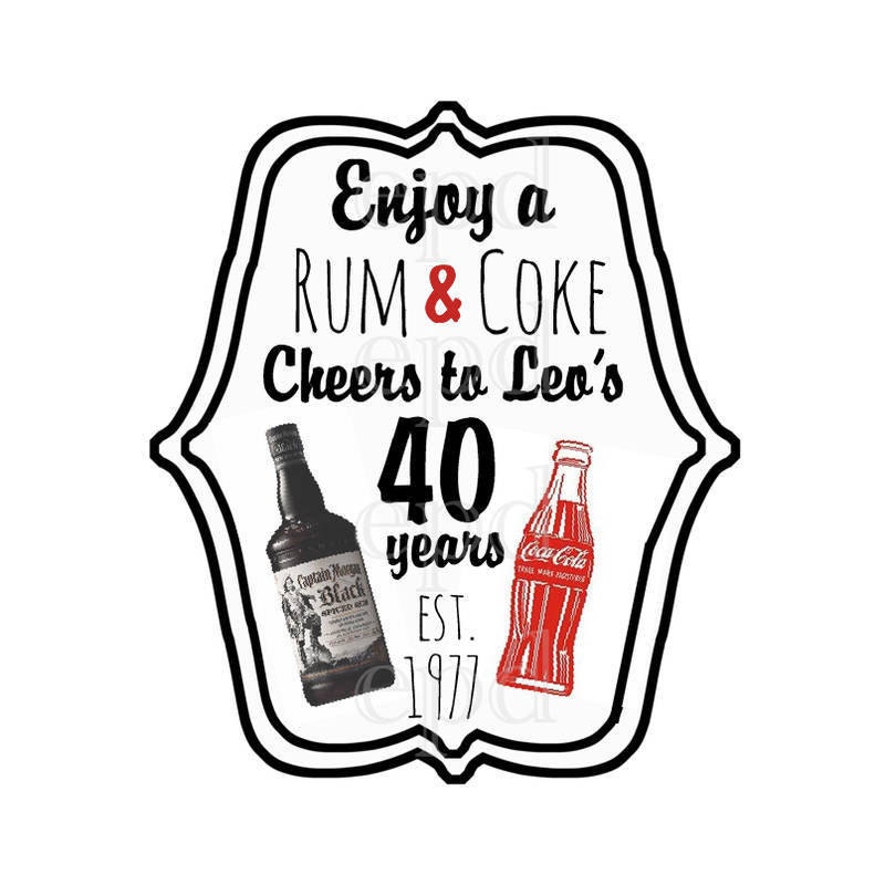 RUM & COKE Party Favor Stickers Set of 20 Small or 12 Etsy
