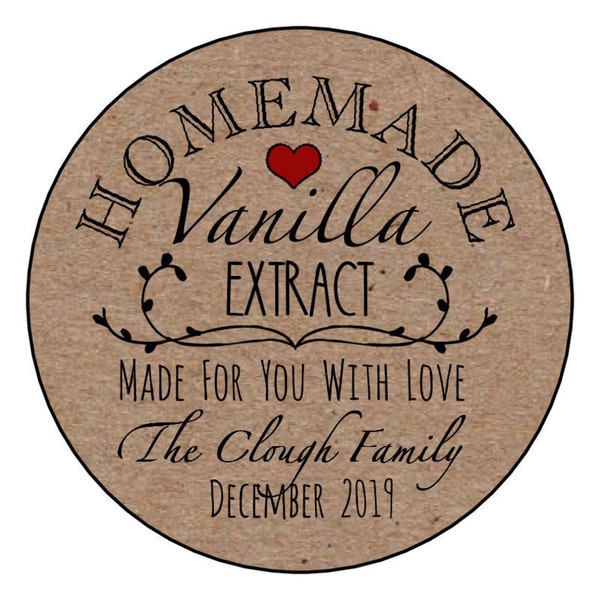 Vanilla Extract Labels Qty 20 • Personalized • Holiday Gifts • Made for you with Love