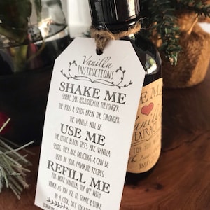 Homemade Vanilla Extract Instruction Tag (Vodka) • Size Large • Shake, Use, Refill •Printable Sticker, PDF Digital File Instant Download DIY