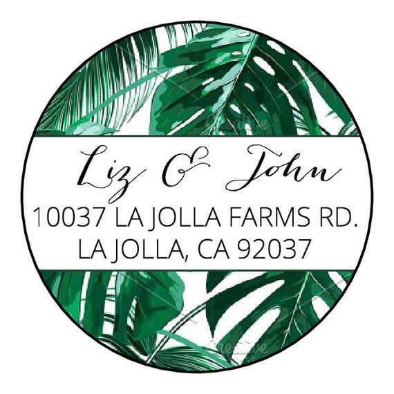 tropical palm tree personalized address labels stickers banana