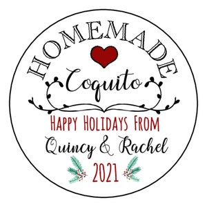 Coquito Labels •  (Holiday) • Personalized STICKERS • Holiday Gifts • Homemade Coquito Gifts • Easy Peasy Label Design