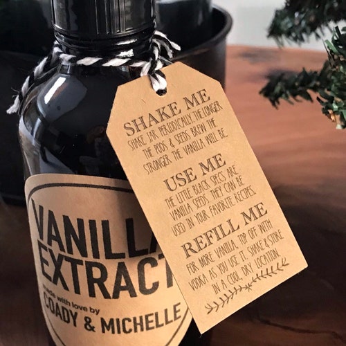 Étiquettes de direction de bouteille de vanille maison - lot de 3 : vodka, rhum, bourbon shake me, use me, refill me - téléchargement immédiat bricolage
