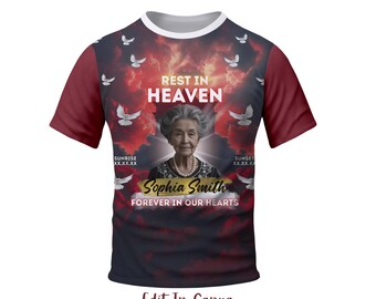 Plantilla de camiseta conmemorativa completa Canva / Camiseta conmemorativa 3D Canva / Diseño funerario editable / Impresión por sublimación / Diseño de descarga digital
