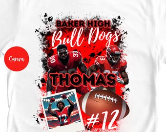 Custom Canva Template Football Photo Shirt | Football Fan Shirt Canva Template | Youth Football Shirt Canva | Custom Face Shirt Football