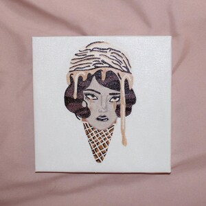 Girls Cry and Eat Icecream, Acrylic Painting