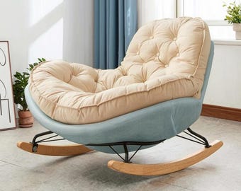 Getufte schommelstoel Boucle, draaibare gezellige lounge fauteuil met accent, boho-wipstoeltje kinderkamer, leesstoel halverwege de eeuw, decoratie woonkamer