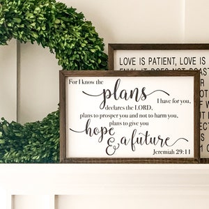 For I know the plans I have for you | Wood sign | Jeremiah 29:11 | Faith Decor | Framed Canvas | Framed Canvas Sign | Canvas wood Sign
