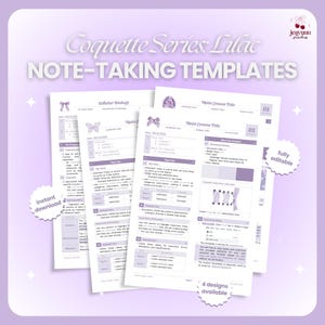 Lilac Note-Taking Template (Coquette Google Docs) | Editable Study Notes & Reviewer for Students, School, University