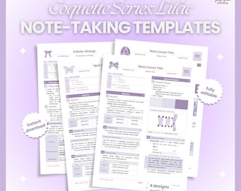 Lilac Note-Taking Template (Coquette Google Docs) | Editable Study Notes & Reviewer for Students, School, University