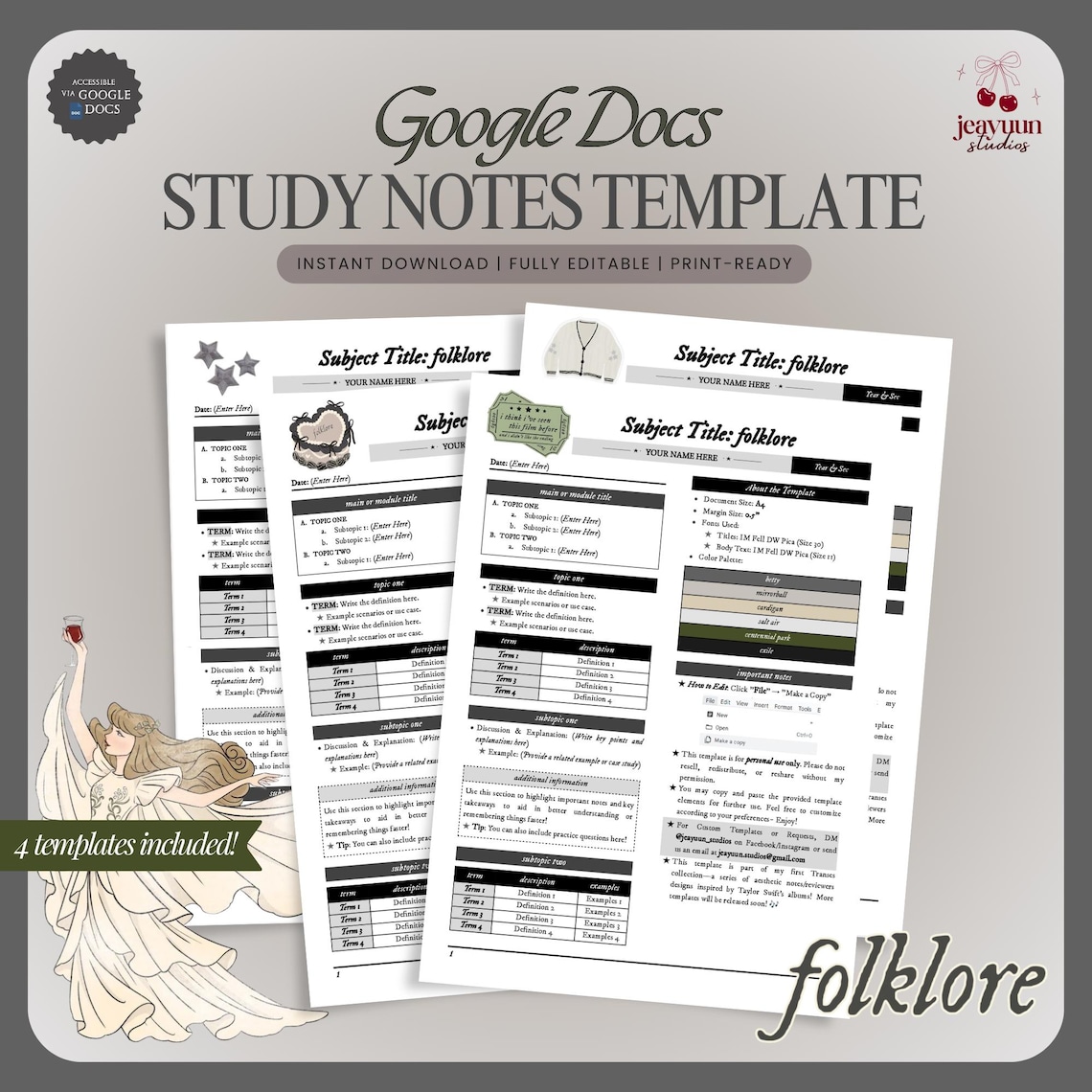 Printable Study Notes & Reviewer Template (monochrome) | Editable ...
