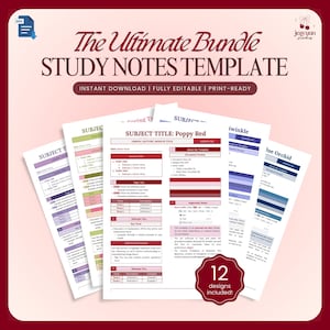 The Ultimate Study Notes & Reviewer Templates for Students (Bundle of 12) | Minimalistic Google Docs Transes for School, College, University