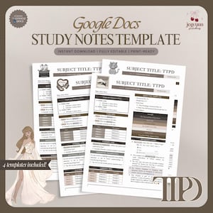 Printable Study Notes & Reviewer Template (Vintage) | Editable Google Docs for School, College, University