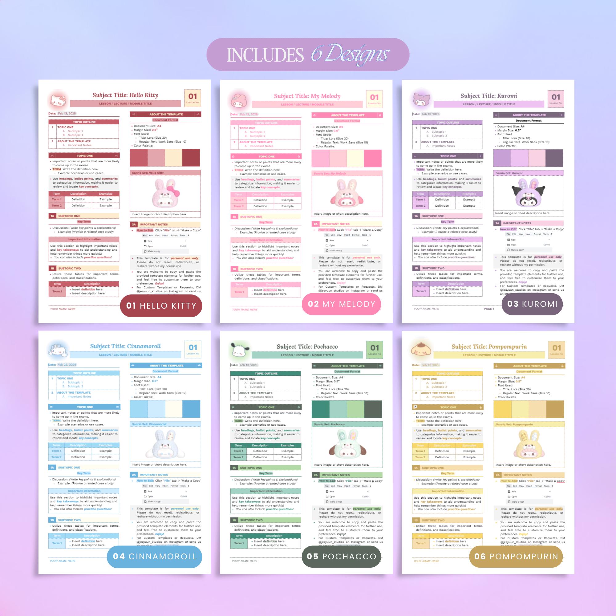 Kawaii Study Notes & Reviewer Templates Bundle (pastel) | Editable ...