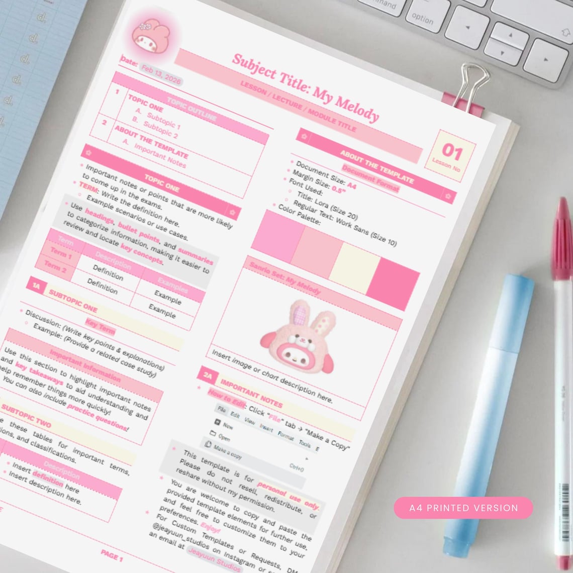Kawaii Study Notes & Reviewer Templates Bundle (pastel) | Editable ...