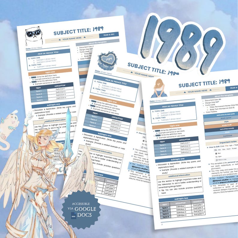 Study Notes & Reviewer Template for Students | New York Retro Pop ...