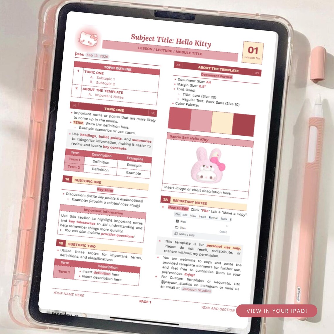 Kawaii Study Notes & Reviewer Templates Bundle (pastel) | Editable ...