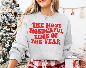 Christmas Sweatshirt The Most Wonderful Time Of The Year Holiday Sweaters For Women Christmas Sweater Retro Holiday Shirt Crewneck Kids