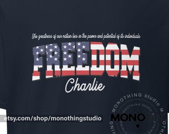 USA Flagge T-Shirt | Freiheit Zitat | Amerikanisches Stolz-Shirt | Gildan Unisex