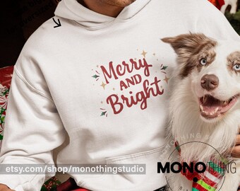 Uniseks 'Merry and Bright' kersthoodie • Gezellig vakantiesweater