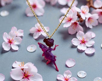 Fairy Moon Necklace Collection, Handmade Resin Fairy Pendants, Floral & Fantasy Jewelry, Whimsical Fairycore Necklaces