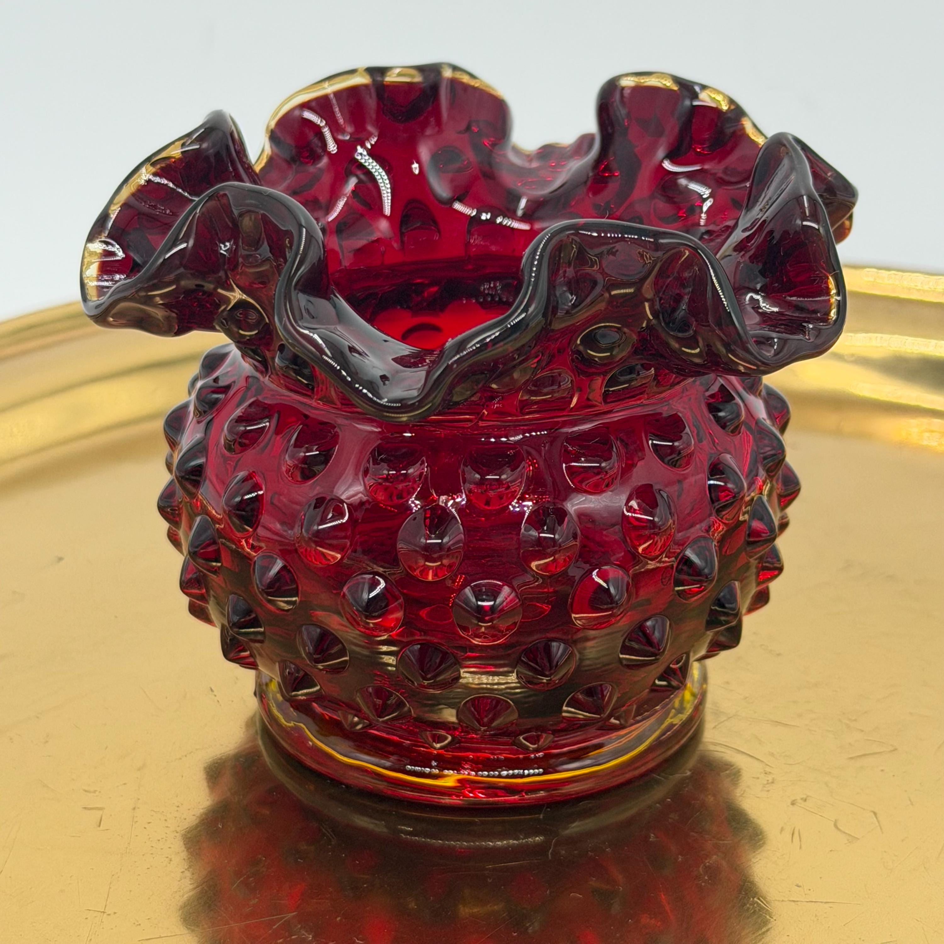 フェントン　アンティーク　ガラス　小物置き　レッド Fenton Ruby Red Glass - Etsy