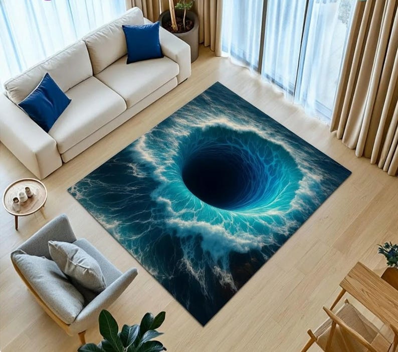 3D Ocean Vortex Rug: Modern Illusion Floor Carpet - Etsy