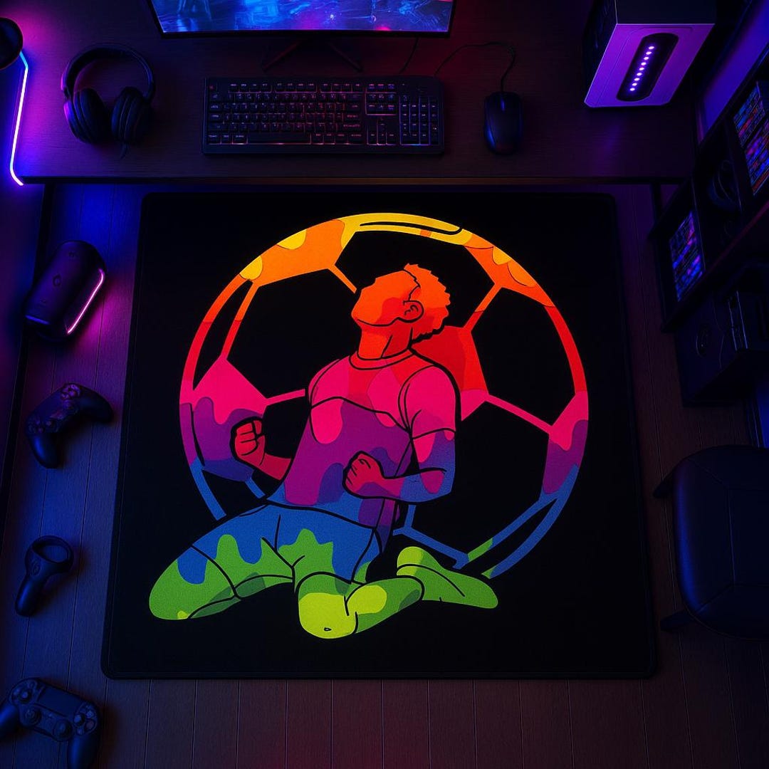 Celebration Rug Neon Soccer Celebration Rug: Gamer Room Sports Decor - Etsy