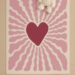 Rosa Herz Teppich: Boho Kinderzimmer Dekor, Kinderzimmer Spielmatte