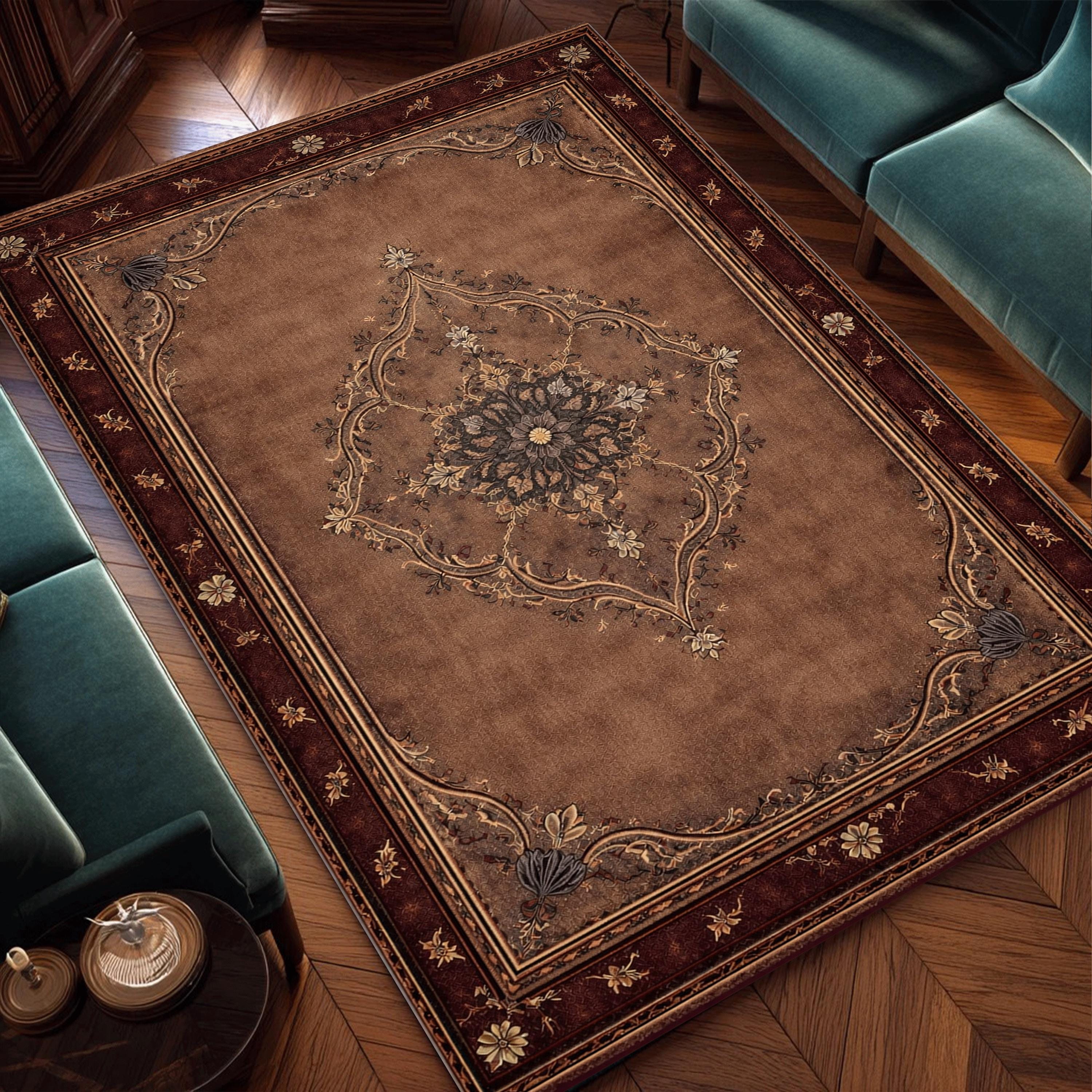 Luxury Vintage Medallion Area Rug Dark Academia Living Room Decor - Etsy