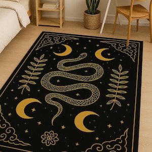 Tappeto gotico con serpente e luna: arredamento per la casa celestiale e stregonesco