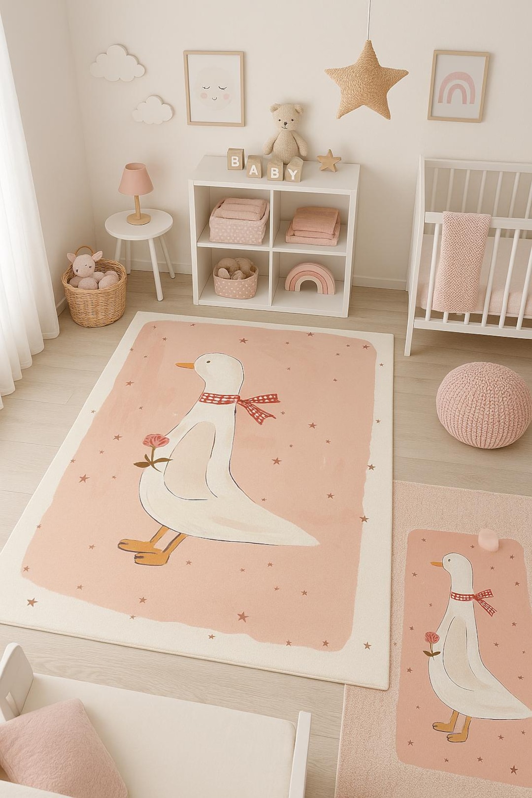 Pink Duck Rug Duck Nursery Rug: Pink Goose Baby Playroom Carpet - Etsy