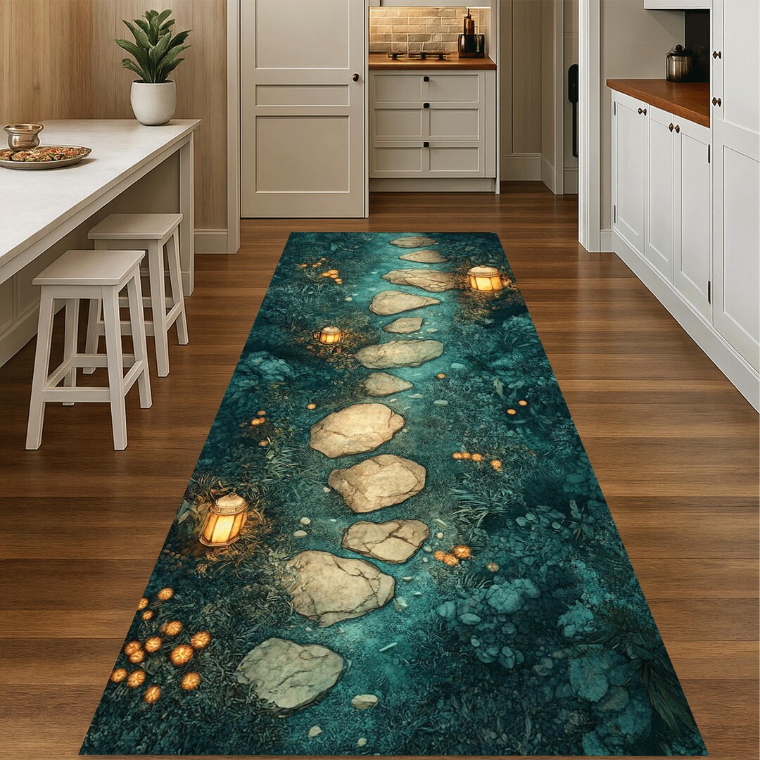 Stone Path Rug Lantern Path Stone Walkway Runner Rug, Fantasy Nature Carpet - Etsy