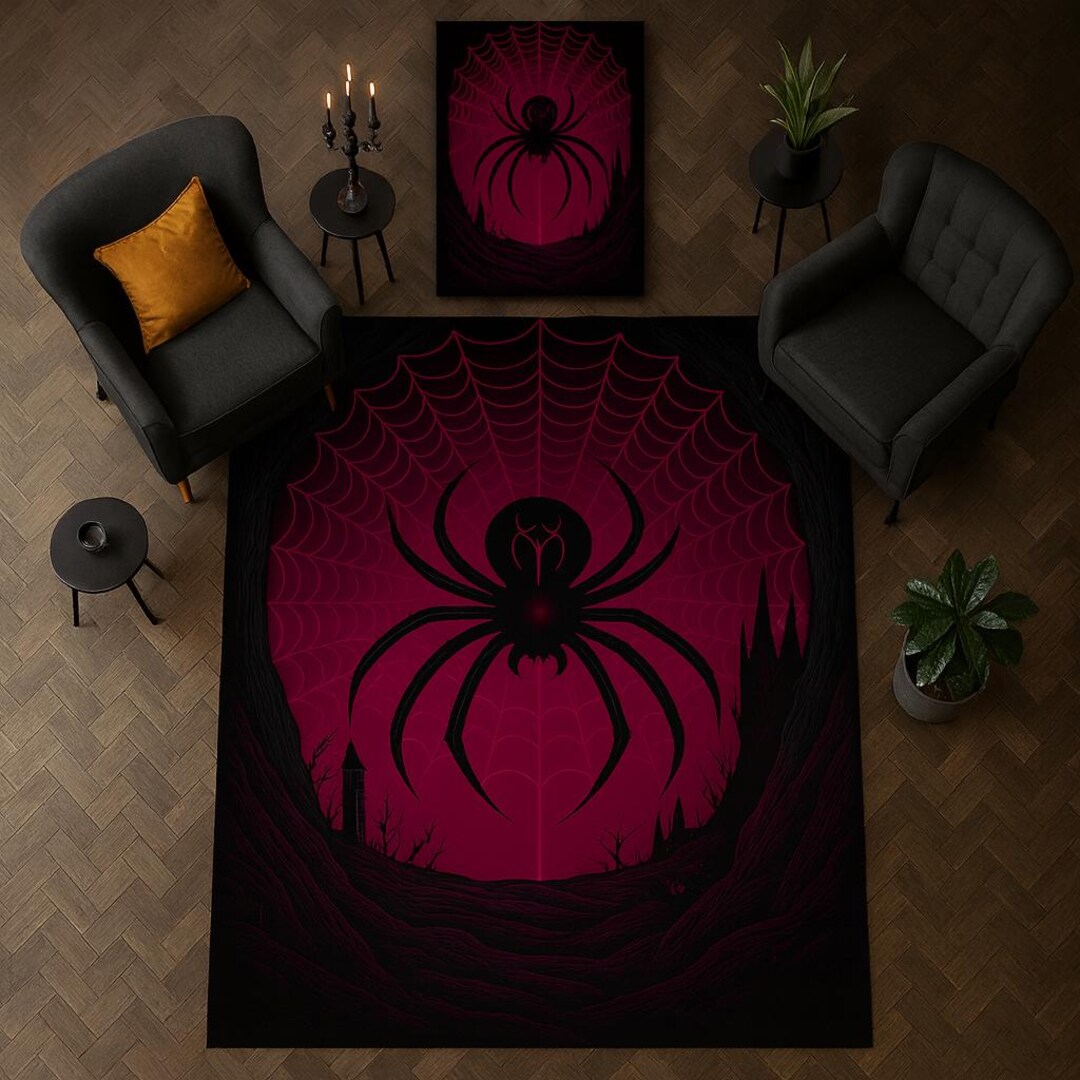 Spider Wed Rug Gothic Spider Web Rug: Spooky Halloween Decor, Non-slip Polyester - Etsy
